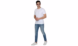 268 BCE Men White Round Neck Cotton Tshirt Regular Fit