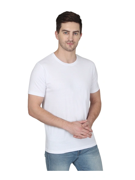 268 BCE Men White Round Neck Cotton Tshirt Regular Fit-White-XL-3