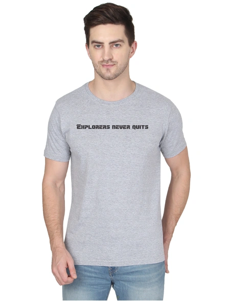 268 BCE Explorer Never Quits Printed Men Round Neck Grey T-shirt-FC-P-G6-M