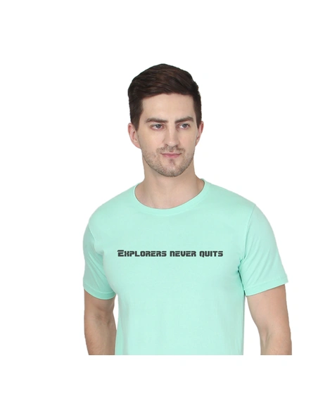 268 BCE Explorer Never Quits Printed Men Round Neck Mint Green T-shirt-Mint Green-L-1