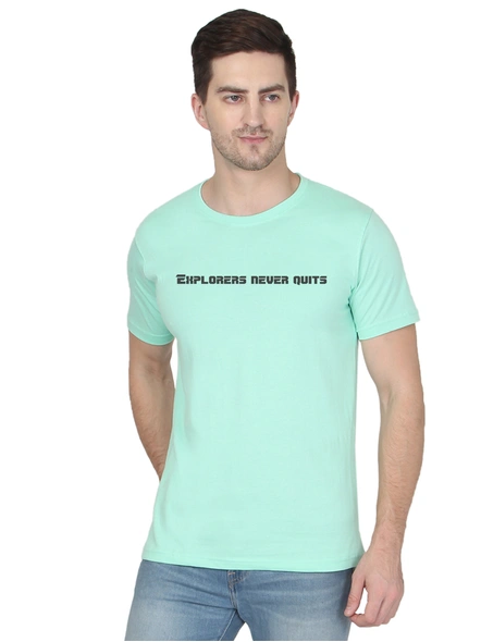 268 BCE Explorer Never Quits Printed Men Round Neck Mint Green T-shirt-FC-P-MG6-M