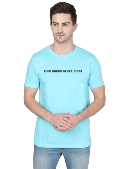268 BCE Explorer Never Quits Printed Men Round Neck Sky Blue T-shirt-FC-P-SB6-L