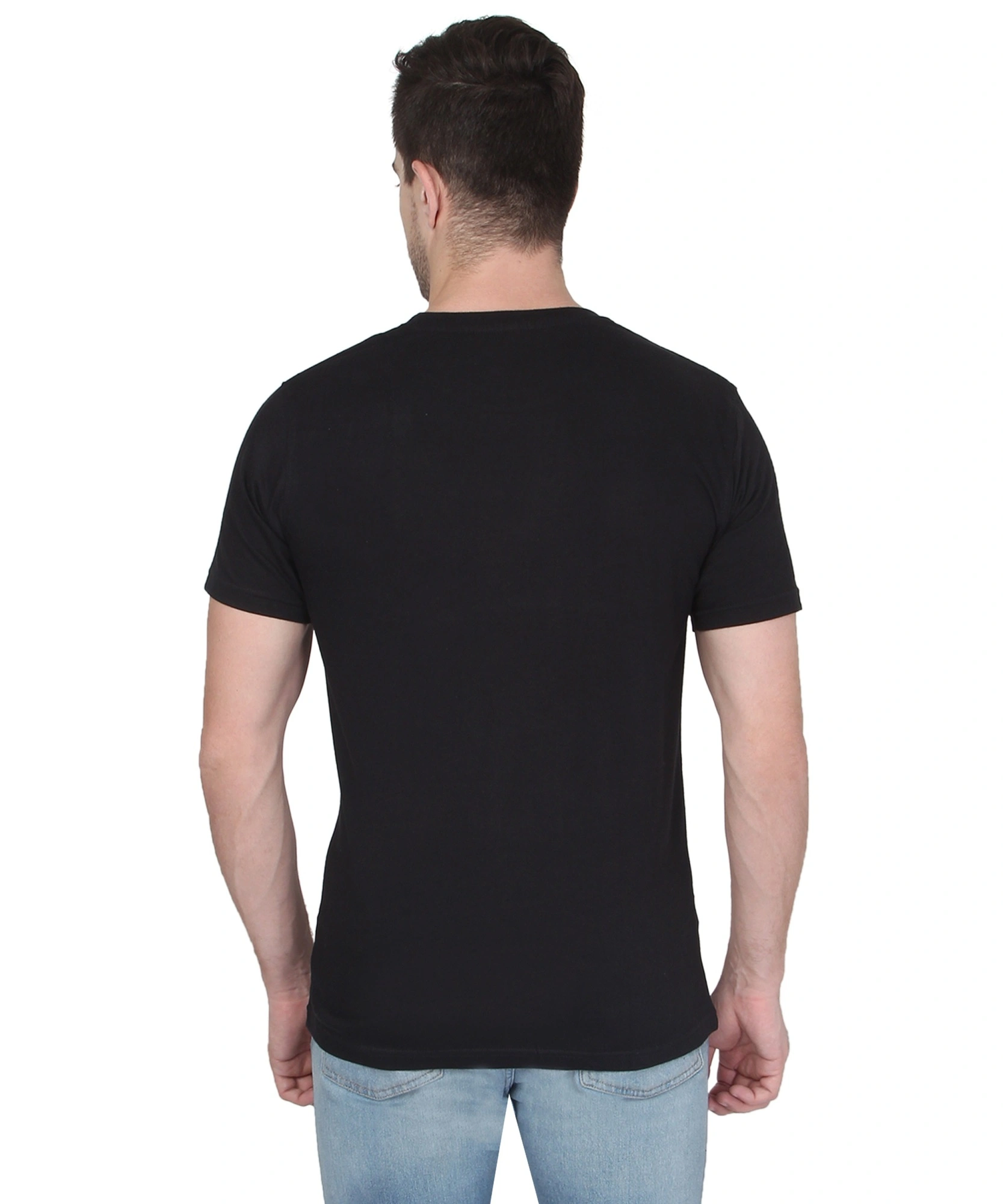 268 BCE Believe It Printed Men Round Neck Black T-shirt-Black-L-2