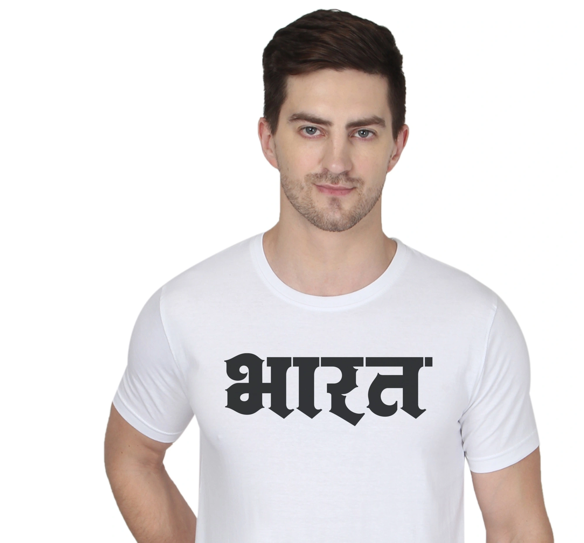 268 BCE Bharat Printed Men Round Neck White T-shirt-White-M-1