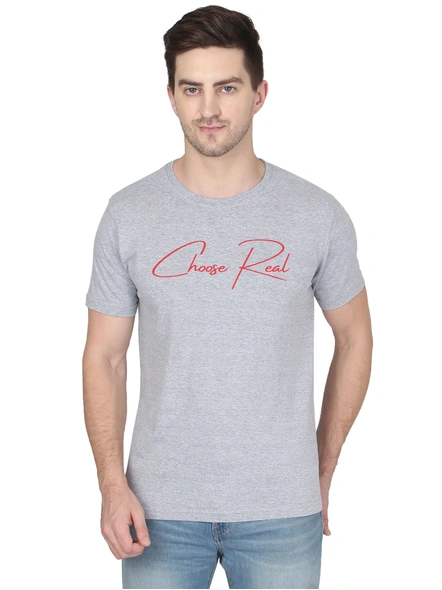 268 BCE Choose Real Printed Men Round Neck Grey T-shirt-FC-P-G4-L