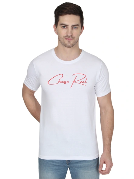 268 BCE Choose Real Printed Men Round Neck White T-shirt-FC-P-W4-S