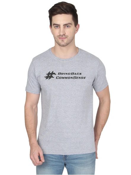 268 BCE Common Sense Printed Men Round Neck Grey T-shirt-FC-P-G5-L