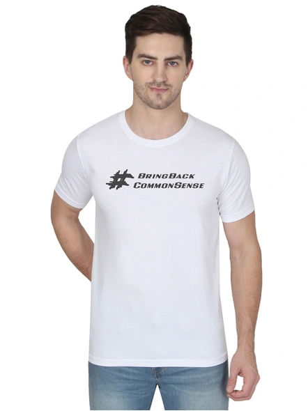 268 BCE Common Sense Printed Men Round Neck White T-shirt-FC-P-W5-L