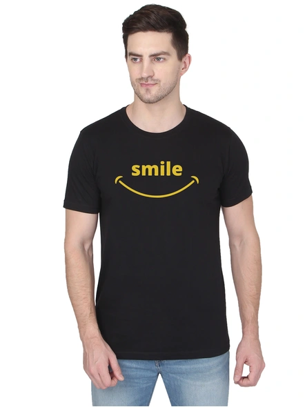 268 BCE Smile Printed Men Round Neck Black T-shirt-FC-P-B13-L
