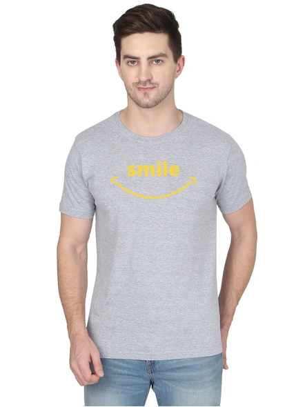 268 BCE Smile Printed Men Round Neck Grey T-shirt-FC-P-G13-L