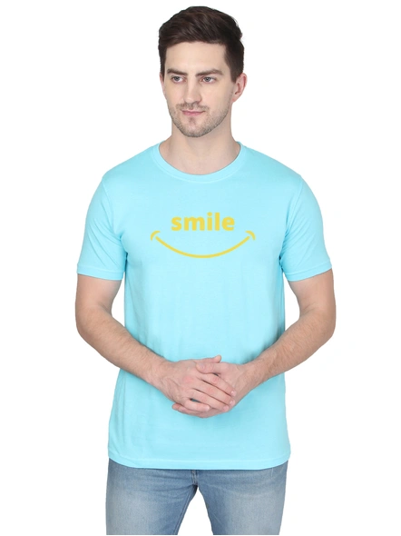 268 BCE Smile Printed Men Round Neck Sky Blue T-shirt-FC-P-SB13-S