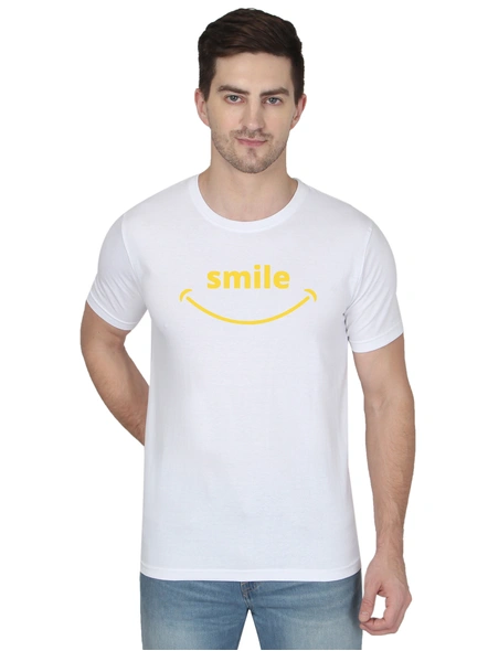 268 BCE Smile Printed Men Round Neck White T-shirt-FC-P-W13-S