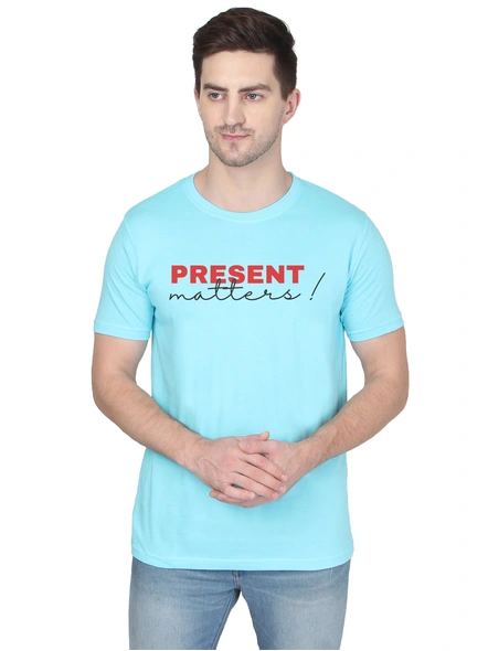 268 BCE Present Matter Printed Men Round Neck Sky Blue T-shirt-FC-P-SB14-XL