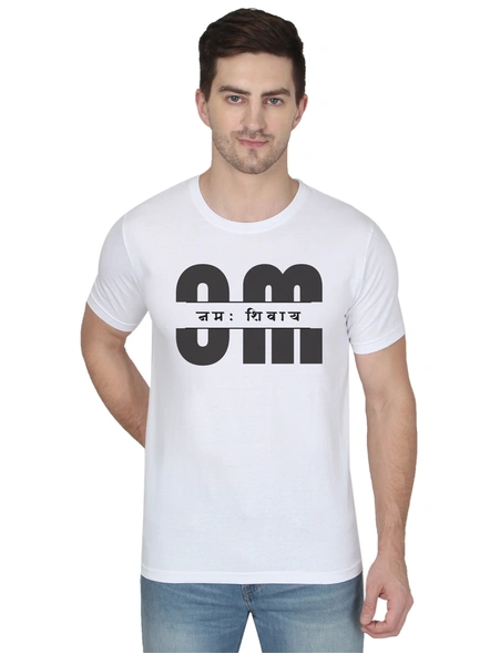 268 BCE Om Namah Shivay Printed Men Round Neck White T-shirt-FC-P-W15-L