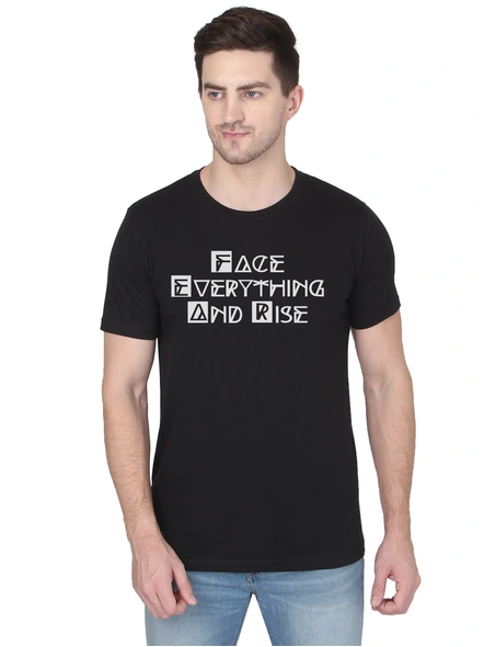 268 BCE FEAR Printed Men Round Neck Black T-shirt-FC-P-B16-L