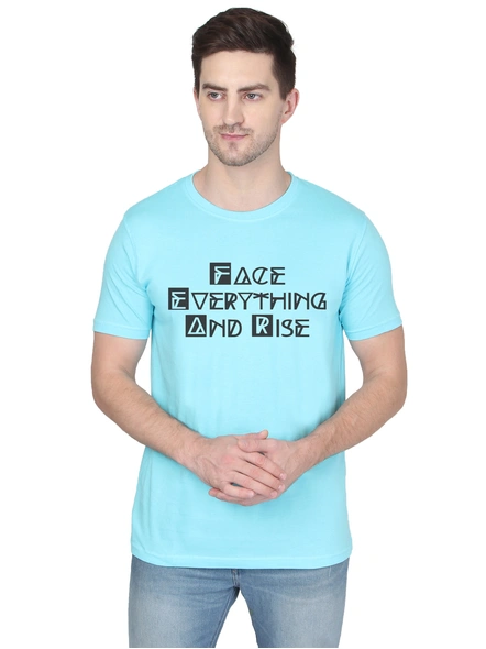 268 BCE FEAR Printed Men Round Neck Sky Blue T-shirt-FC-P-SB16-L