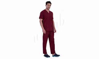 Medical Scrub Male  Plain Maroon | Bulk Supply | Hospitals & Clinics