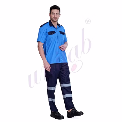 unifab shirt worker half ceil blue/navy | bulk supply | corporate & industrial