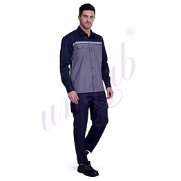 unifab shirt worker full sleeve grey/ navy | bulk supply | corporate & industrial