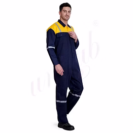 unifab boiler suit cotton navy/ yellow with reflector | bulk supply | corporate & industrial