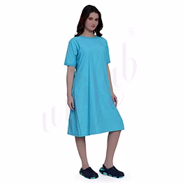 unifab paitent gown unisex blue self design all over | bulk supply | hospitals & clinics