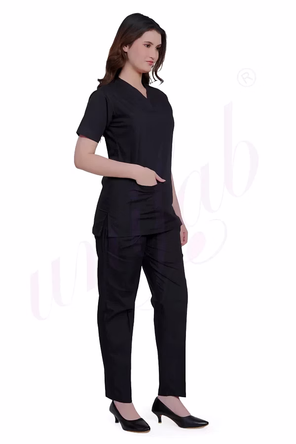 Medical Scrub Manufacturer | Medical Scrub Female Plain Black for Bulk B2B Supply image 1