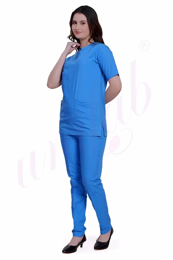 Medical Scrub Manufacturer | Medical Scrub Female Plain Ceil Blue for Bulk B2B Supply image 1