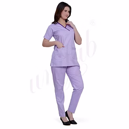 unifab medical scrub manufacturer | medical scrub female light purple with purple trim for bulk b2b supply