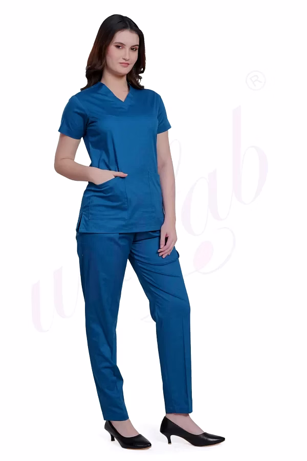 Medical Scrub Manufacturer | Medical Scrub Female Plain Caribbean Blue for Bulk B2B Supply image 1