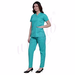 unifab medical scrub manufacturer | medical scrub female plain caribbean green for bulk b2b supply