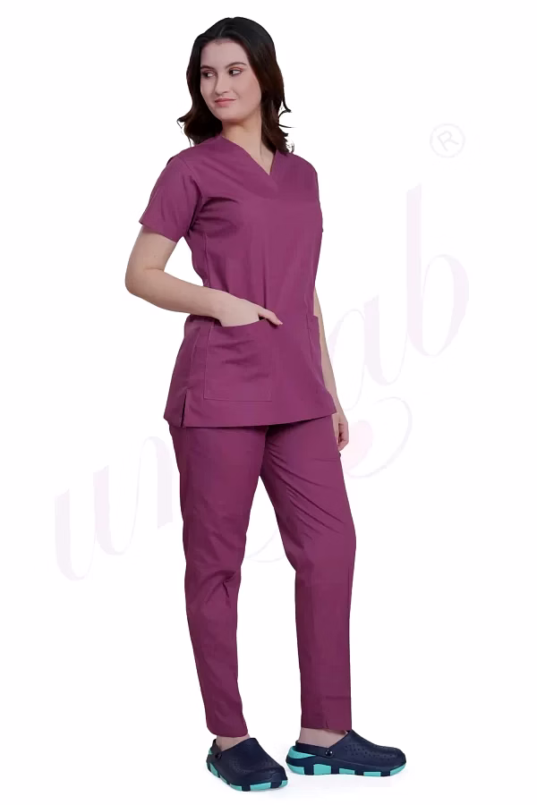 unifab medical scrub manufacturer | medical scrub female plain magenta for bulk b2b supply