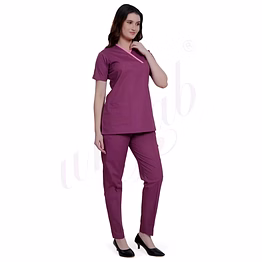 unifab medical scrub manufacturer | medical scrub female magenta with pink trim for bulk b2b supply