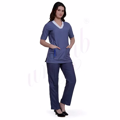 unifab medical scrub manufacturer | medical scrub designer female grey with white for bulk b2b supply