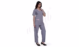 Medical Scrub Manufacturer | Medical Scrub Designer Female Grey with Baby Pink for Bulk B2B Supply