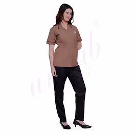 unifab nursing uniform manufacturer | nursing uniform brown with dark brown trim for bulk b2b supply