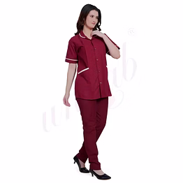 unifab nursing uniform manufacturer | nursing uniform magenta with white trim for bulk b2b supply