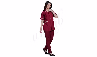 Nursing Uniform Manufacturer | Nursing Uniform Magenta with White Trim for Bulk B2B Supply
