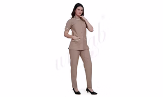 Nursing Uniform Manufacturer | Nursing Uniform Set Beige with Off White Trim for Bulk B2B Supply