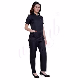 unifab nursing uniform manufacturer | nursing uniform set black with snap closure for bulk b2b supply