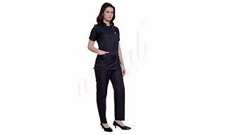 Nursing Uniform Manufacturer | Nursing Uniform Set Black with Snap Closure for Bulk B2B Supply