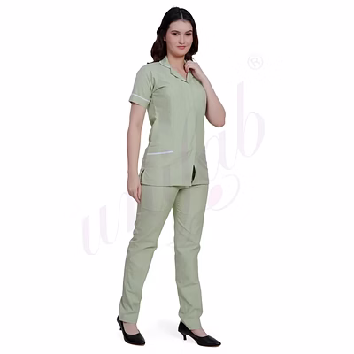 unifab nursing uniform manufacturer | nursing uniform set green with white trim for bulk b2b supply