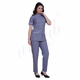 unifab nursing uniform manufacturer | nursing uniform set grey with white trim for bulk b2b supply