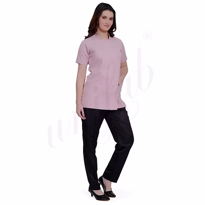 unifab nursing uniform manufacturer | nursing uniform set pink with snap closure for bulk b2b supply