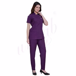 unifab nursing uniform manufacturer | nursing uniform set purple with snap closure for bulk b2b supply