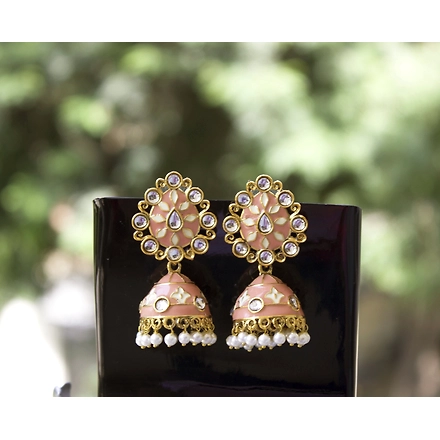Beige Love Faith Jhumkas-1