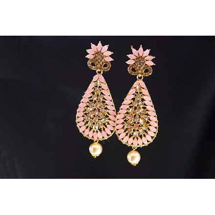 Pastel Pink Jewel Drop Earrings-HOA_545