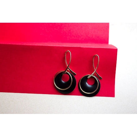 Black Round Earrings-HOABlackRound