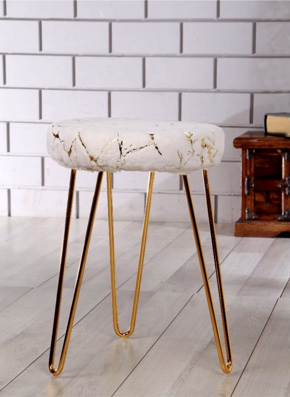 Soft White Gold Metal Stool image 1