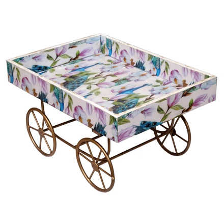 Wooden Floral Tray Kart with 4 wheels-FloralTrayKart