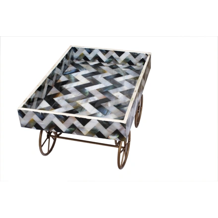 Geometrical Wooden Tray Kart with 4 wheels-1